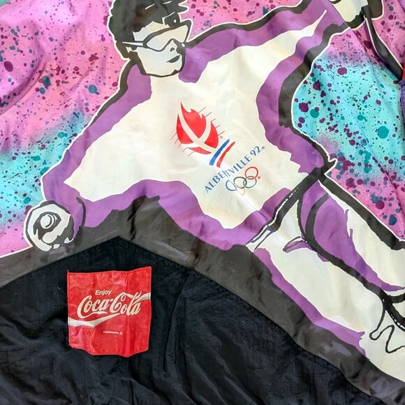 Vintage 1992 Albertville Olympics Coca Cola Puffer Jacket - Size L - Picture 6 of 8